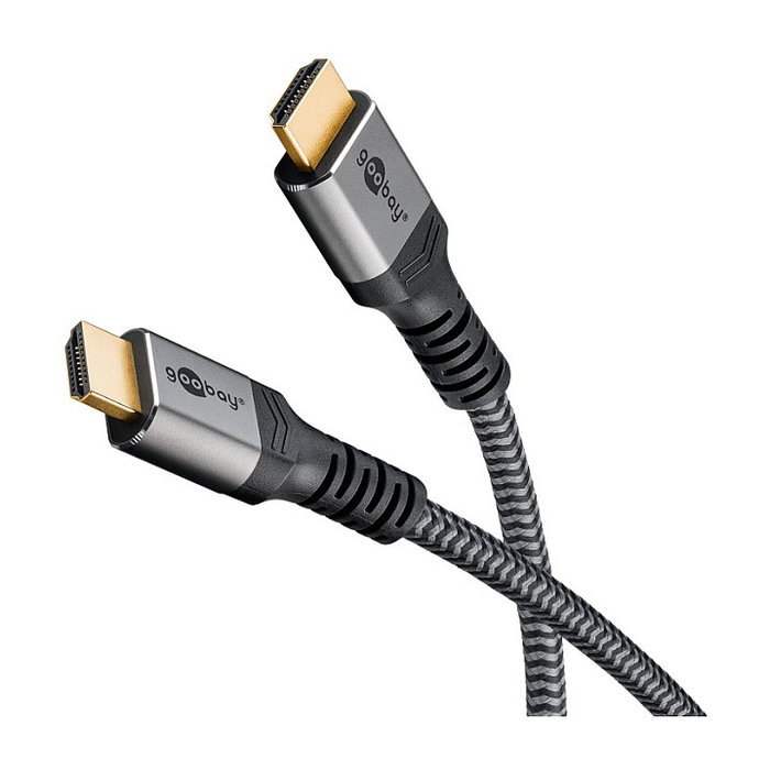 Goobay Plus Ultra High-Speed HDMI Cable 2.1 5m 8K @ 60Hz 48 Gbit/s HDR Negro Plata