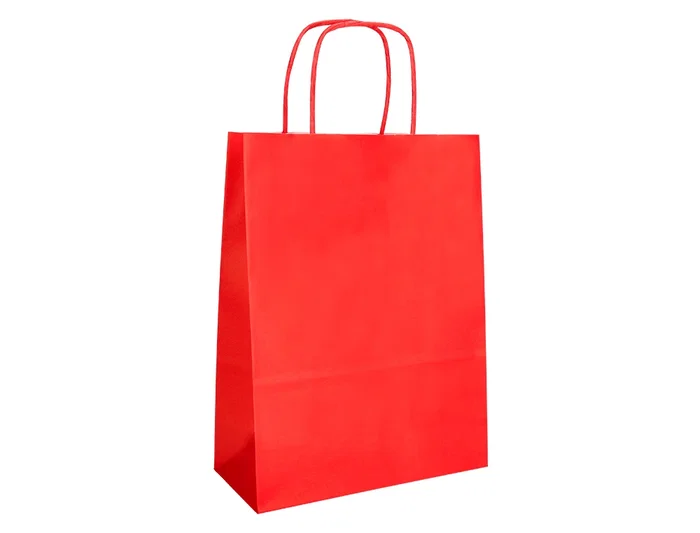 Q-connect Bolsa Papel Rojo Talla S con Asa Retorcida 240x100x320 mm (Paquete 25 Unidades)