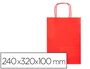 Q-connect Bolsa Papel Rojo Talla S con Asa Retorcida 240x100x320 mm (Paquete 25 Unidades)
