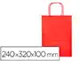 Q-connect Bolsa Papel Rojo Talla S con Asa Retorcida 240x100x320 mm (Paquete 25 Unidades)