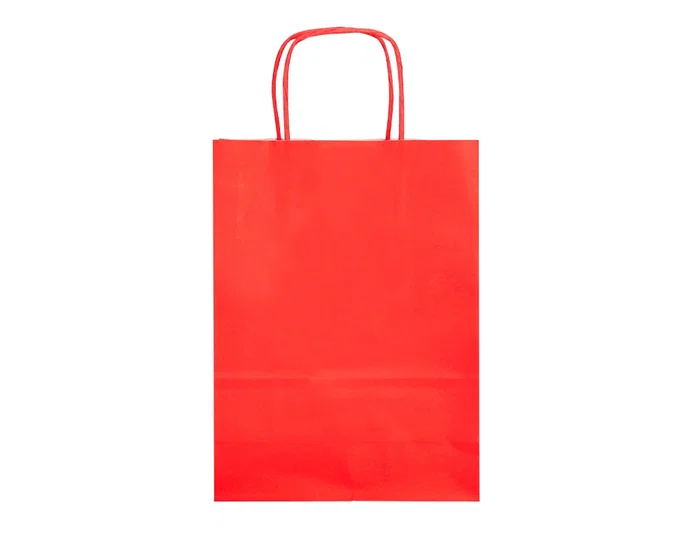 Q-connect Bolsa Papel Rojo Talla S con Asa Retorcida 240x100x320 mm (Paquete 25 Unidades)