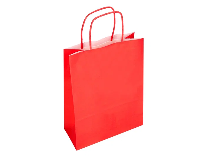 Q-connect Bolsa Papel Rojo Talla S con Asa Retorcida 240x100x320 mm (Paquete 25 Unidades)