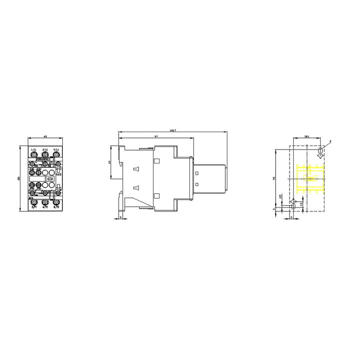 Siemens 3RT20251AP04 Contactor AC-3 7,5kW/400V 2S+2 230VAC 50Hz 3p S0