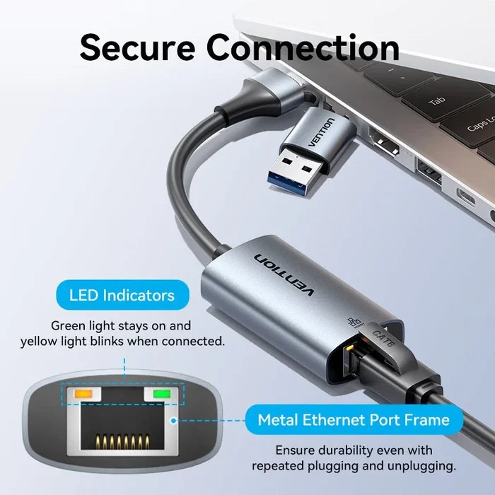 Vention Adaptador USB-C/USB-A a RJ45 CFQHB 1000Mbps Gris Vention Adaptador USB-C/USB-A a RJ45 CFQHB 1000Mbps Gris