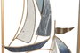 DKD Home Decor Decoración de Pared de Metal Veleros Azul Marino y Dorado