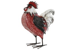 DKD Home Decor Figura Gallo Shabby Rojo Negro Metal 12.5 x 27 x 22 cm (2 Unidades)
