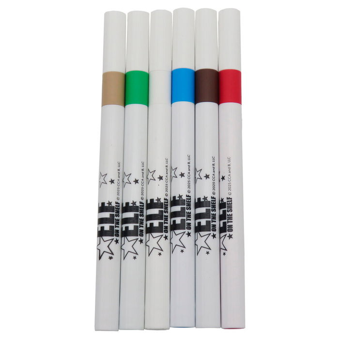 CYP BRANDS Bolas de Navidad para Pintar The Elf On The Shelf con 4 Bolas, 6 Rotuladores, Correa y Gemas, +3 Años