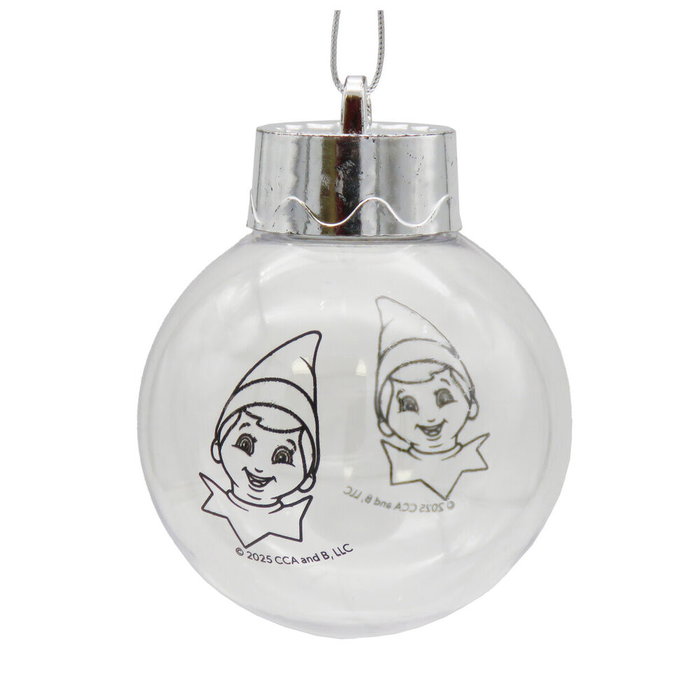 CYP BRANDS Bolas de Navidad para Pintar The Elf On The Shelf con 4 Bolas, 6 Rotuladores, Correa y Gemas, +3 Años