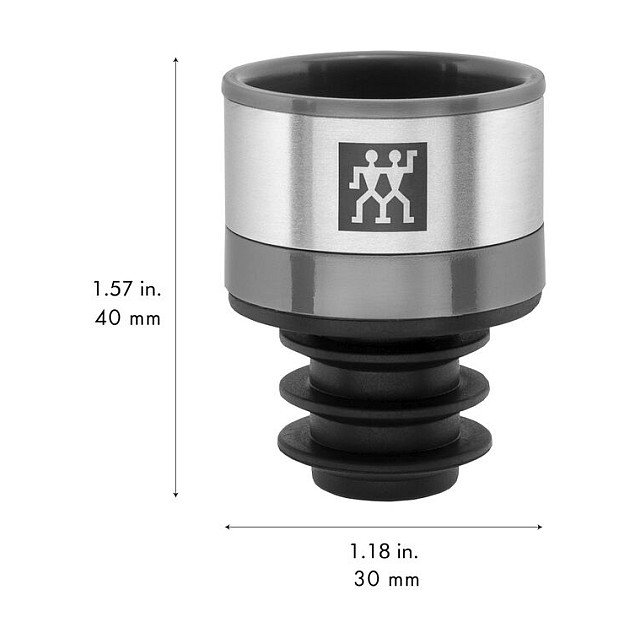 Zwilling Fresh&Save Vakuum Weinverschluss Tapón al Vacío para Vino, Gris, Plástico/Silicona/Acero Inoxidable, Apto Lavavajillas