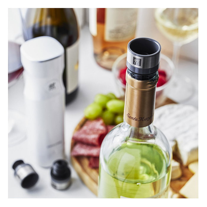 Zwilling Fresh&Save Vakuum Weinverschluss Tapón al Vacío para Vino, Gris, Plástico/Silicona/Acero Inoxidable, Apto Lavavajillas
