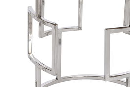 DKD Home Decor Mesita Auxiliar Loft Natural Plateado Mango y Cromado 49.5 x 62 x 49.5 cm Set de 3