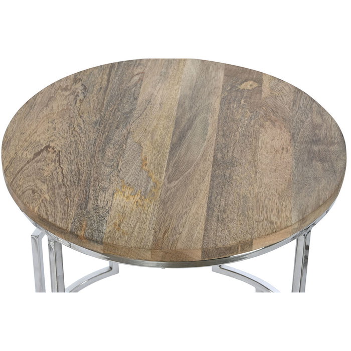 DKD Home Decor Set de 3 Mesitas Auxiliares Mango y Acero