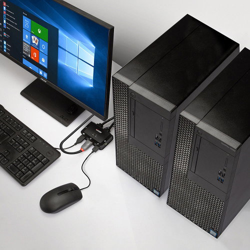 Lindy 42344 Switch KVM para Rack 2 Ordenadores, 4K Ultra HD 60Hz, Puertos DisplayPort y USB, con Cable de 1.2m, Color Negro