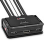 Lindy 42344 Switch KVM para Rack 2 Ordenadores, 4K Ultra HD 60Hz, Puertos DisplayPort y USB, con Cable de 1.2m, Color Negro