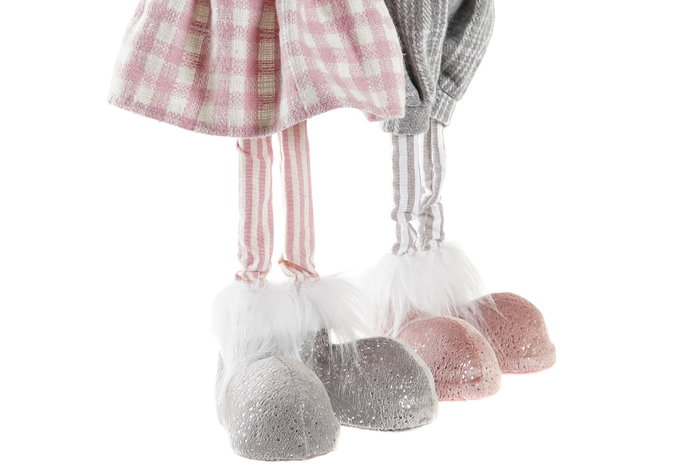 DKD Home Decor Figura Navidad Rosa Gris 11 x 49 x 15 cm (2 Unidades) Poliester
