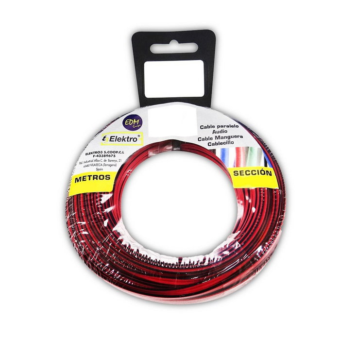 Edm Carrete cable paralelo 2x1,50 mm² rojo/negro 25m (audio)