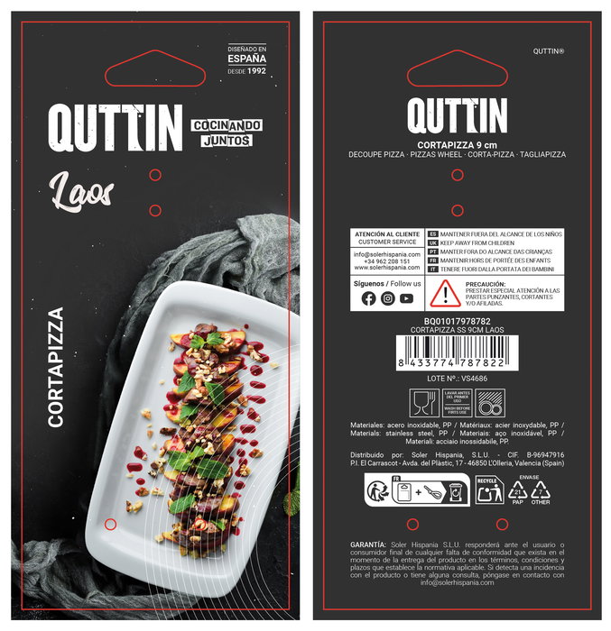 Quttin Cortapizza Ss Laos 9 cm (12 Unidades)