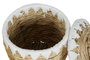 DKD Home Decor Set de 2 Cestas de Fibra y Algodón con Tapa Natural