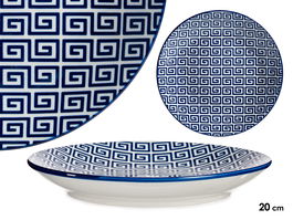 Vessia Plato Postre 20 cm Geométrico Azul Porcelana (Set de 24)