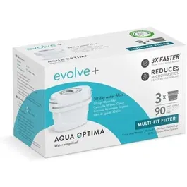 Aqua Optima Filtros Envolve + / Pack 3 para Jarra de Agua - Reduce Cloro, Cal, Metales Pesados y Microplásticos