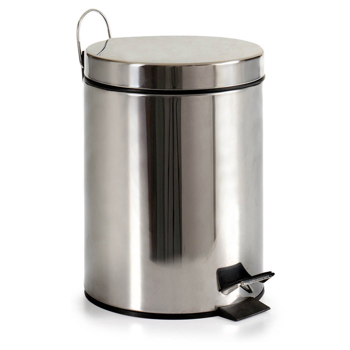 Berilo Papelera de Acero Inoxidable con Pedal, 5L, Plata - 20.5x27.5x26 cm, con Cubo Extraíble (Set de 4)