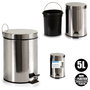 Berilo Papelera de Acero Inoxidable con Pedal, 5L, Plata - 20.5x27.5x26 cm, con Cubo Extraíble (Set de 4)