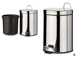 Berilo Papelera de Acero Inoxidable con Pedal, 5L, Plata - 20.5x27.5x26 cm, con Cubo Extraíble (Set de 4)