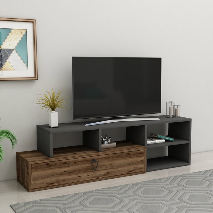 Hanah Home Soporte TV Duru Nogal Claro y Antracita 120cm x 38cm x 27.5cm