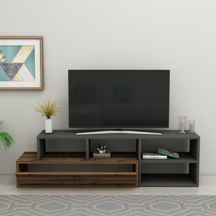 Hanah Home Soporte TV Duru Nogal Claro y Antracita 120cm x 38cm x 27.5cm
