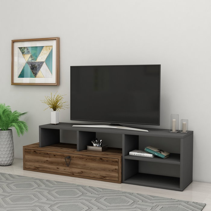 Hanah Home Soporte TV Duru Nogal Claro y Antracita 120cm x 38cm x 27.5cm