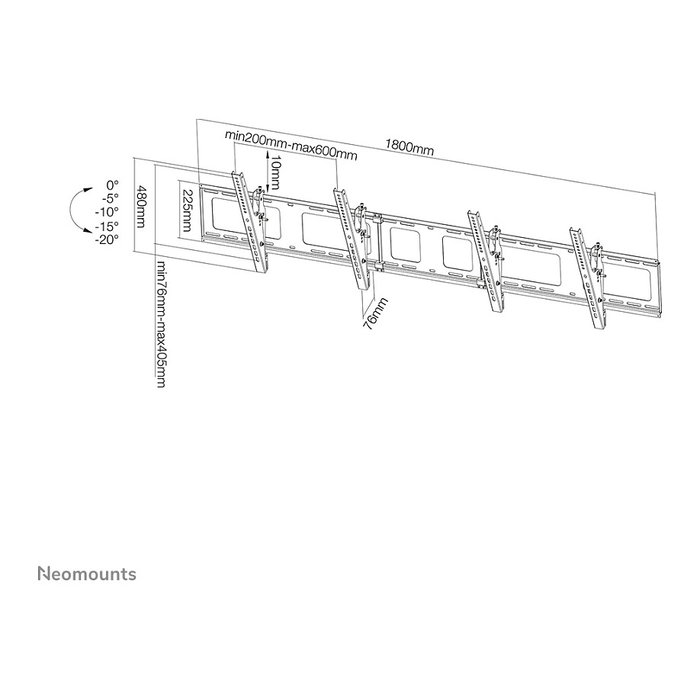 Neomounts NS-WMB200BLACK Soporte de Pared para Dos Pantallas de Menú 40-52" Inclinable Negro Neomounts NS-WMB200BLACK Soporte de Pared para Dos Pantallas de Menú 40-52" Inclinable Negro