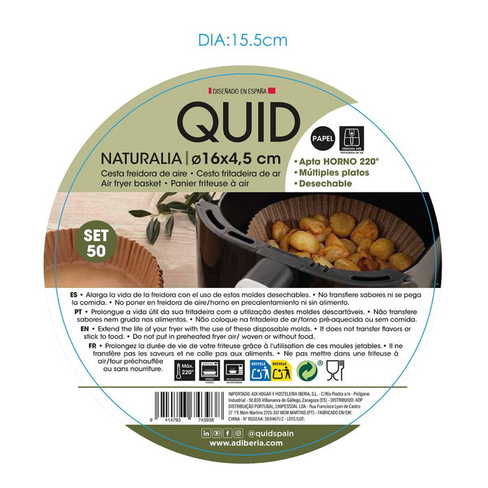 50 Cestas Desechables Papel Redondas Naturalia Quid 16x4,5 cm