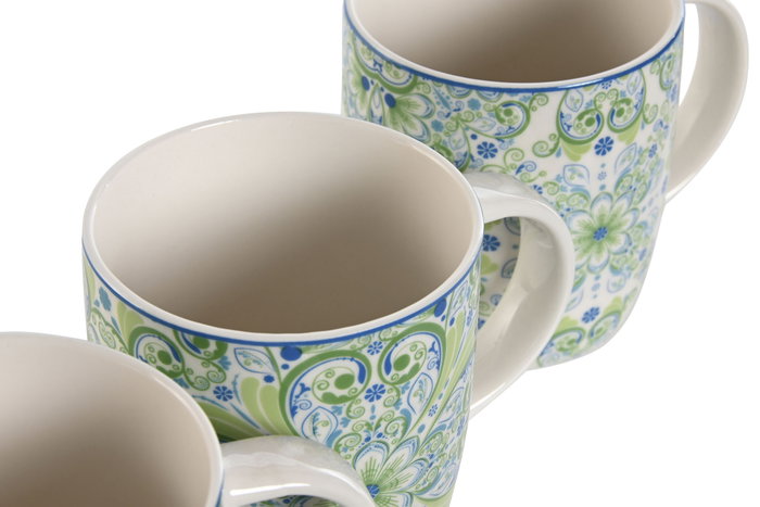 DKD Home Decor Juego de tazas de porcelana Azulejos 350ml Surtido