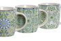 DKD Home Decor Juego de tazas de porcelana Azulejos 350ml Surtido
