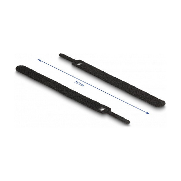 DeLOCK 19010 Bridas para cable con gancho y lazo 150 x 12 mm Negro, 10 piezas