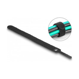 DeLOCK 19010 Bridas para cable con gancho y lazo 150 x 12 mm Negro, 10 piezas