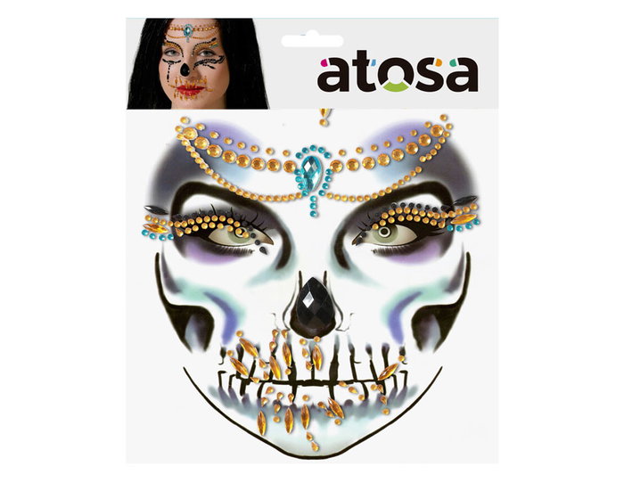 Joyas Faciales Adhesivas Egipcia con Gemas Naranjas y Azules Joyas Faciales Adhesivas Egipcia con Gemas Naranjas y Azules