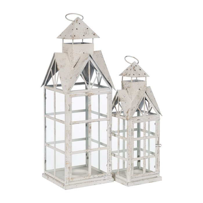 Ixia Farol Portavelas Blanco Metal 21 x 21 x 63 cm