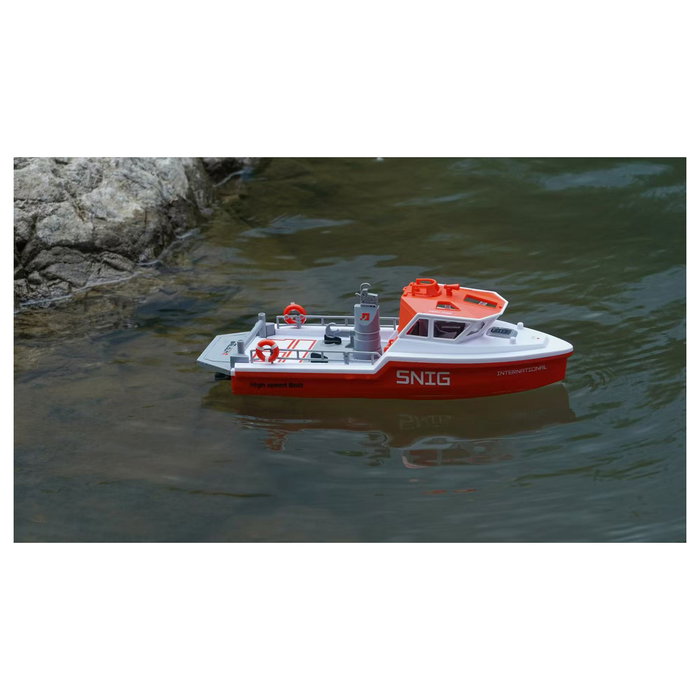 AMEWI Rettungsboot Snig Jetantrieb 26116 Barco RC a Control Remoto, Motor Sin Escobillas, Blanco/Naranja, 320 mm, RTR, 8+ Años