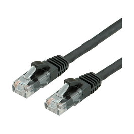VALUE Patch Cable Cat.6A (Class EA) UTP 2 m Negro - Cable de Red 10GBase-T, 10000 Mbit/s, 500 MHz, Conectores RJ-45 Macho Chapados en Oro