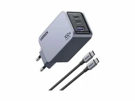 Ugreen Nexode Pro 100W GaN con cable USB-C, 3 puertos, Negro/Gris