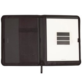 Finocam Portadocumentos Organizador A4 con Bloc de Notas, Cremallera, Bolsillo para Tablet 10', Imitación Cuero Negro