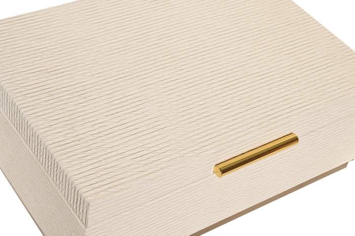 DKD Home Decor Set de 2 Cajas de Madera 30x21x11 cm Blanco y Dorado