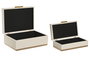 DKD Home Decor Set de 2 Cajas de Madera 30x21x11 cm Blanco y Dorado