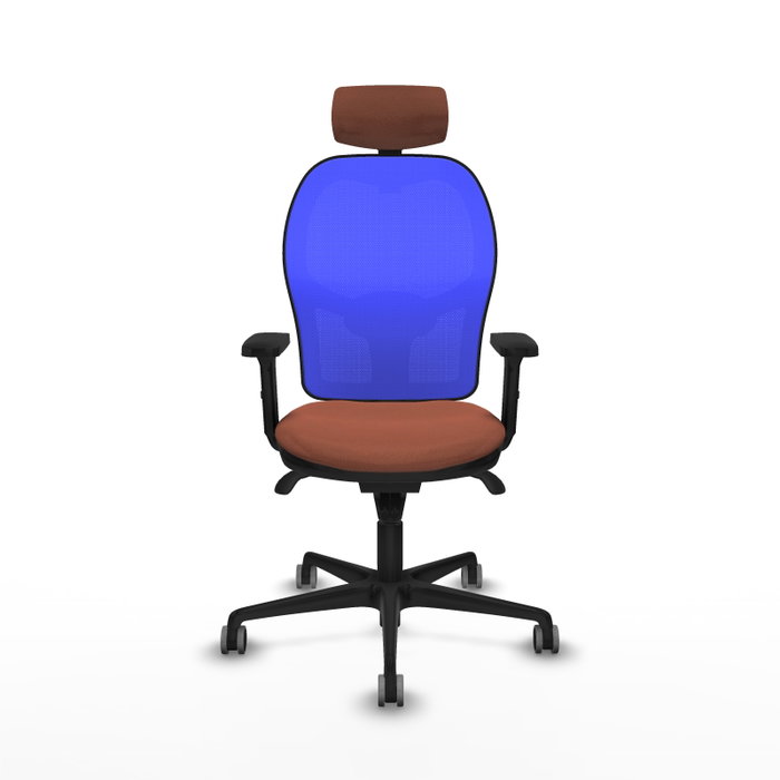 PIQUERAS Y CRESPO Silla de oficina Jorquera con mecanismo Sincro, tela Marrón y malla Azul PIQUERAS Y CRESPO Silla de oficina Jorquera con mecanismo Sincro, tela Marrón y malla Azul