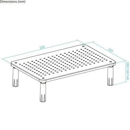 Tooq Elevador Soporte Monitor TQMR086, Base Ergonómica con Altura Ajustable en 3 Niveles (100/120/140 mm) hasta 20 kg, Negro