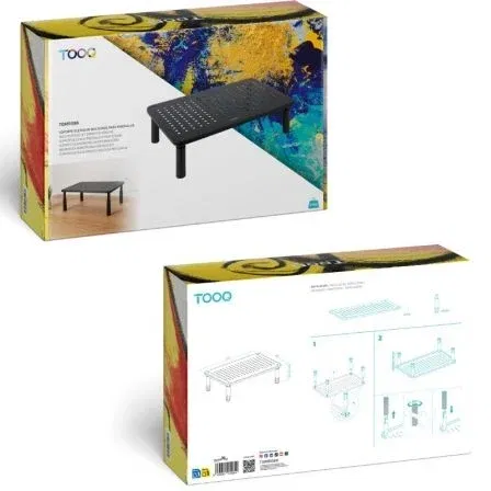 Tooq Elevador Soporte Monitor TQMR086, Base Ergonómica con Altura Ajustable en 3 Niveles (100/120/140 mm) hasta 20 kg, Negro