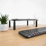 TooQ TQMR086 Soporte para Monitor de Escritorio, Elevador Ergonómico con Ajuste de Altura (100-140 mm) para Pantalla, Portátil o Impresora, Hasta 20 kg, Negro