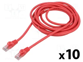 Lanberg Pack de 10 Patchcord Cat.6 UTP 3m Rojo Fluke Passed