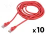 Lanberg Pack de 10 Patchcord Cat.6 UTP 3m Rojo Fluke Passed